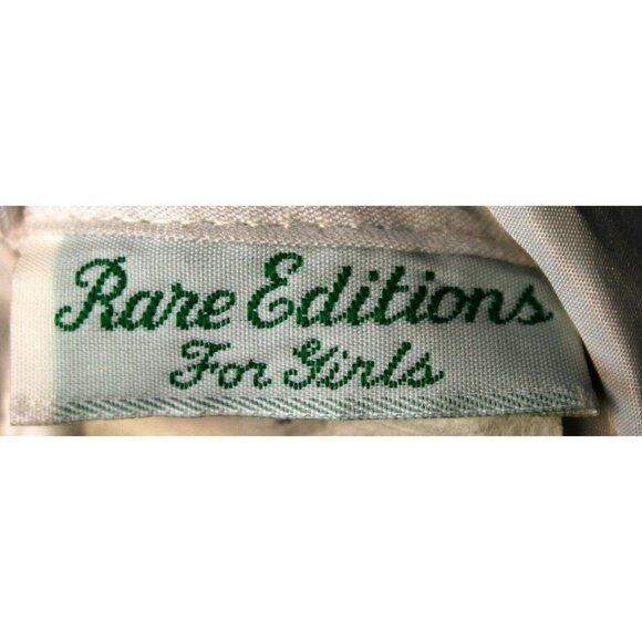 VTG 80s Rare Editions Girls Dress sz 6 White Multicolored Striped Long Sleeve - Picture 9 of 11